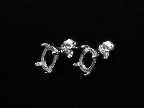 [Video] Silver925 4-Piece Earstuds, Earring Frame & Back, Oval, 8x6mm, Rhodium Plated, 1 Pair (2 Pieces)