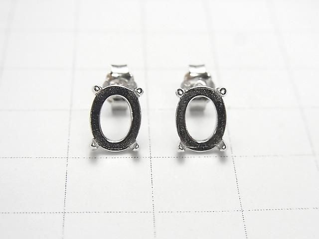 [Video] Silver925 4pcs Claw Earstuds Earrings Frame & Catch Oval 8x6mm Rhodium Plated 1 pair (2 pieces)