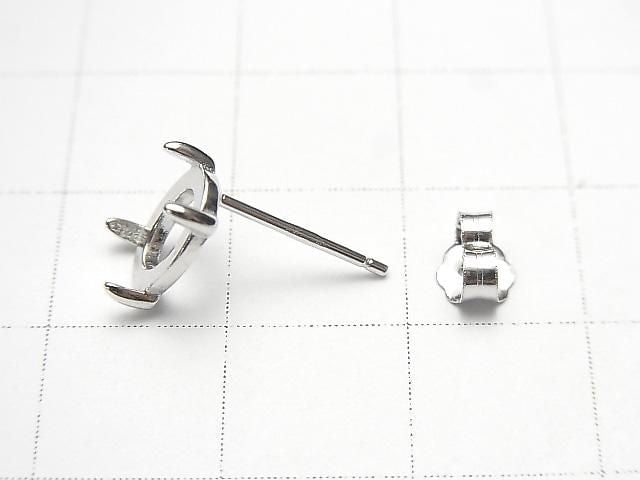 [Video] Silver925 4pcs Claw Earstuds Earrings Frame & Catch Oval 8x6mm Rhodium Plated 1 pair (2 pieces)