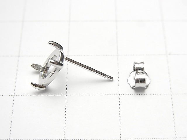 [Video] Silver925 4-Piece Earstuds, Earring Frame & Back, Oval, 8x6mm, Rhodium Plated, 1 Pair (2 Pieces)