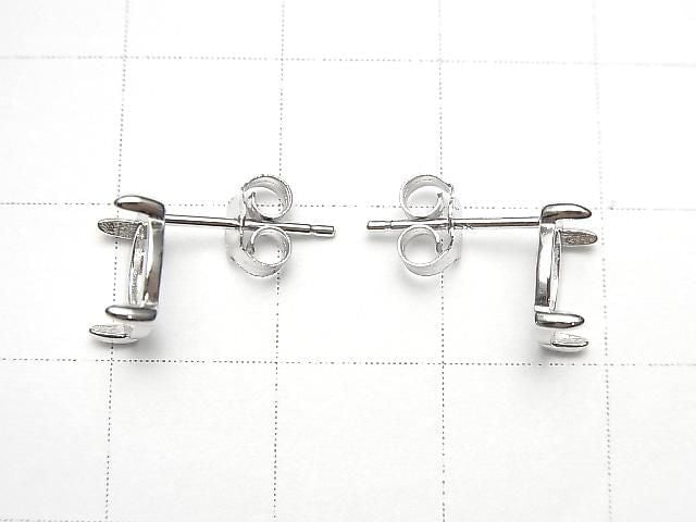 [Video] Silver925 4pcs Claw Earstuds Earrings Frame & Catch Oval 8x6mm Rhodium Plated 1 pair (2 pieces)