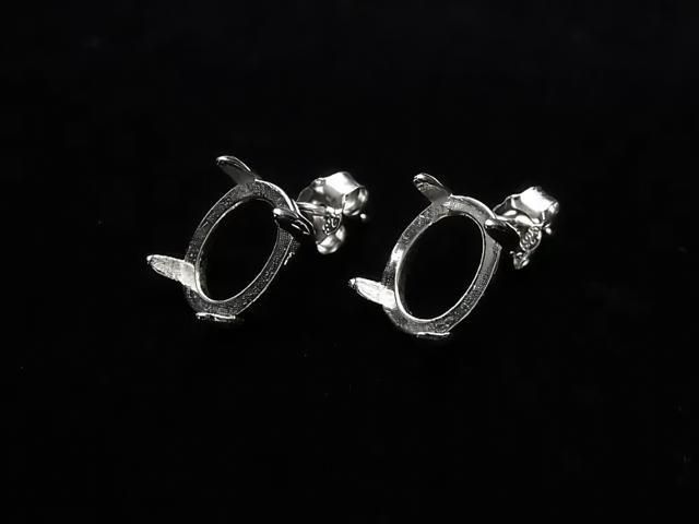 [Video] Silver925 4pcs Claw Earstuds Earrings Frame & Catch Oval 10x8mm Rhodium Plated 1 pair (2 pieces)