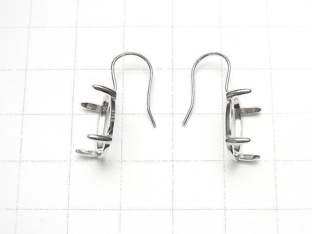 [Video]Silver925 Earwire Frame (Prong Setting)Oval 14x10mm Rhodium Plated 1pair