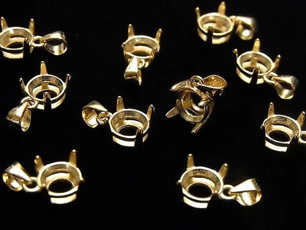 [Video] Silver925 Pendant Frame Round Faceted 6mm 18KGP 1pc