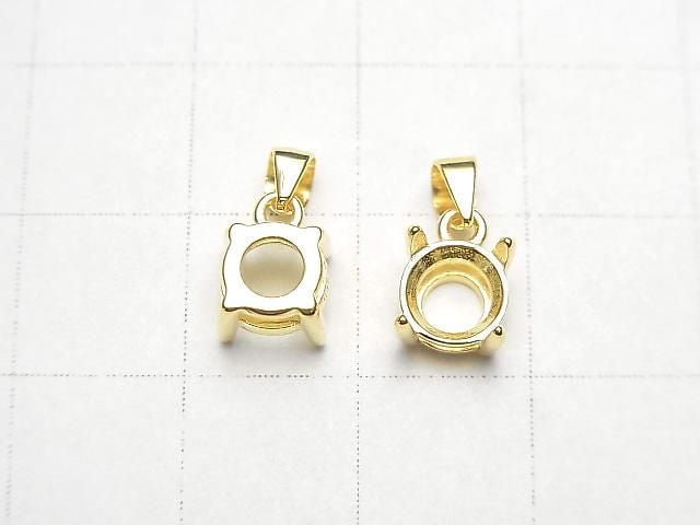 [Video] Silver925 Pendant Frame Round Faceted 6mm 18KGP 1pc