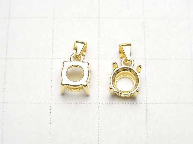 [Video] Silver925 Pendant Frame Round Faceted 6mm 18KGP 1pc