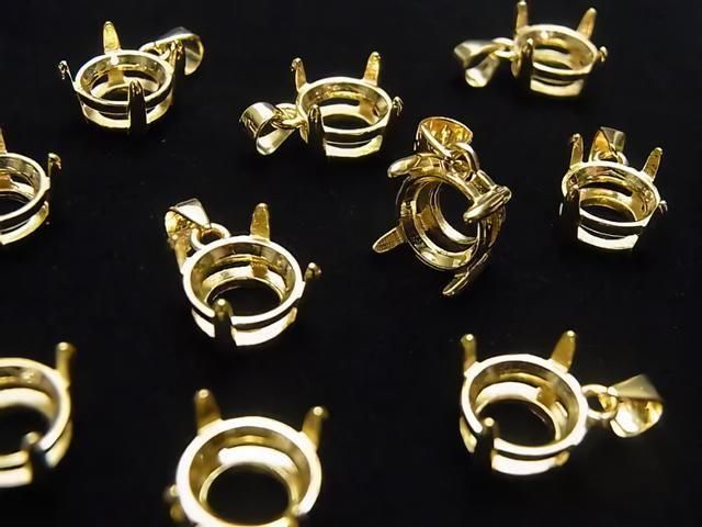 [Video] Silver925 Pendant Frame Round Faceted 8mm 18KGP 1pc