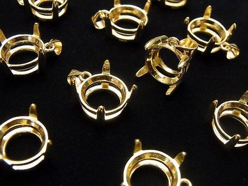 [Video] Silver925 Pendant Frame Round Faceted 10mm 18KGP 1pc