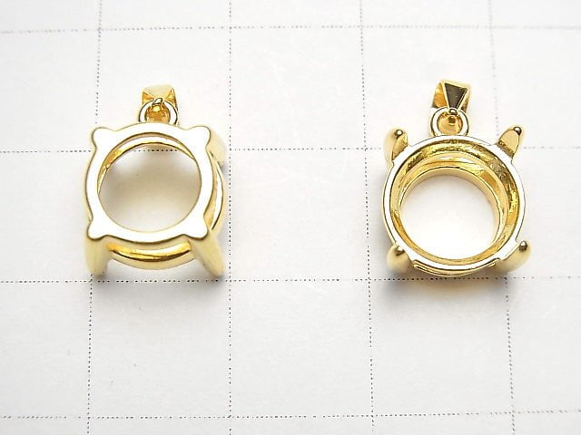 [Video]Silver925 Pendant Frame Round Faceted 10mm 18KGP 1pc