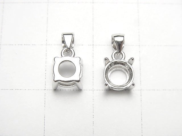 [Video] Silver925 Pendant Frame Round Faceted 6mm Rhodium Plated 1pc