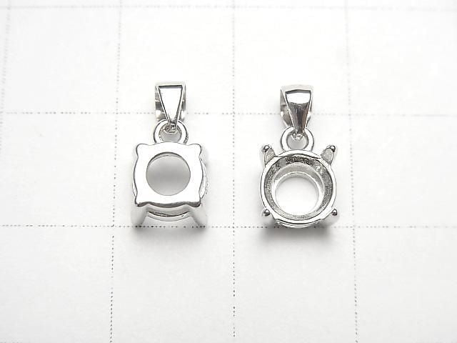 [Video] Silver925 Pendant Frame Round Faceted 6mm Rhodium Plated 1pc