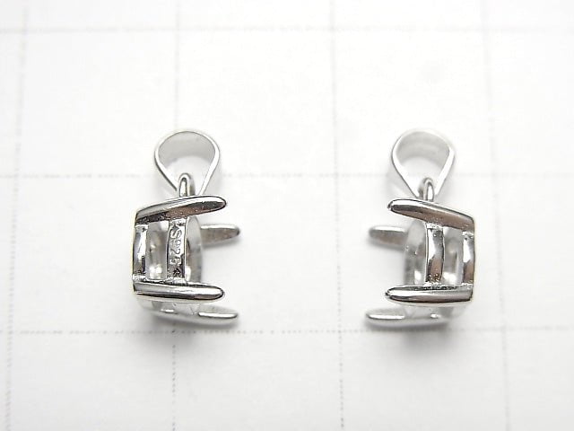 [Video] Silver925 Pendant Frame Round Faceted 6mm Rhodium Plated 1pc