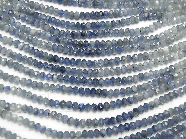 [Video] High Quality! Kyanite AA Faceted Button Rondelle 4x4x3mm half or 1strand beads (aprx.15inch / 38cm)