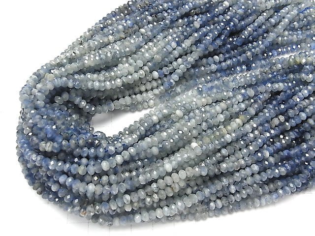 [Video] High Quality! Kyanite AA Faceted Button Roundel 4x4x3mm half or 1strand beads (aprx.15inch / 38cm)