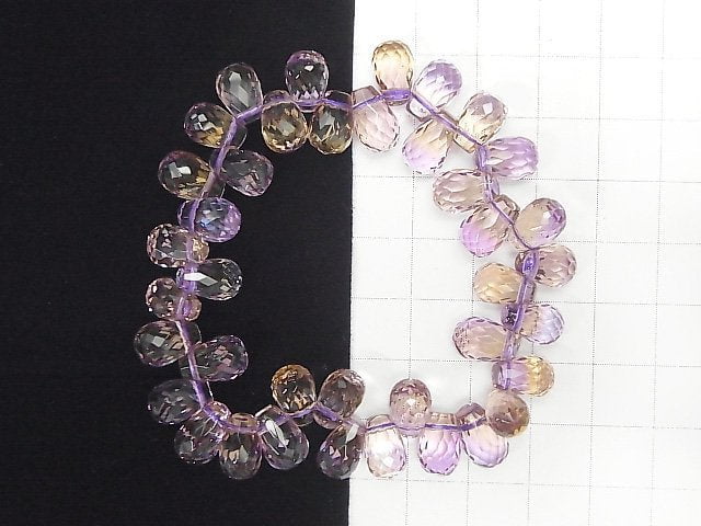 [Video] [One of a kind] High Quality Ametrine AAA Drop Faceted Briolette Bracelet NO.74