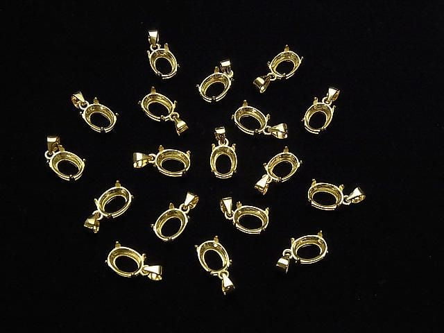 [Video] Silver925 Pendant Frame Oval Faceted 8x6mm 18KGP 1pc