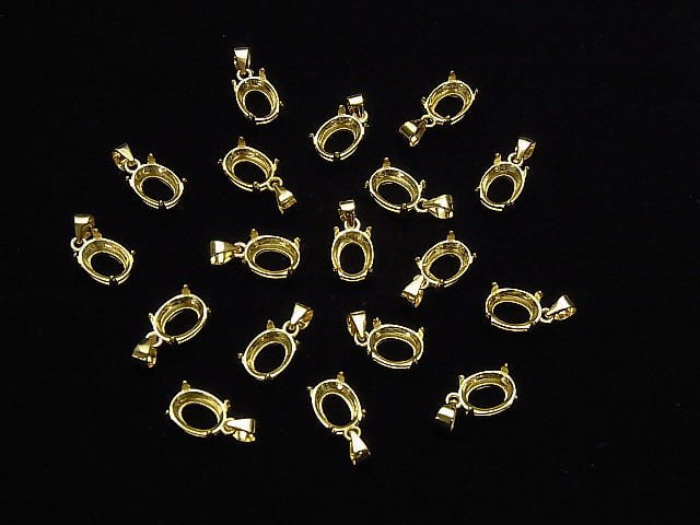 [Video] Silver925 Pendant Frame Oval Faceted 8x6mm 18KGP 1pc