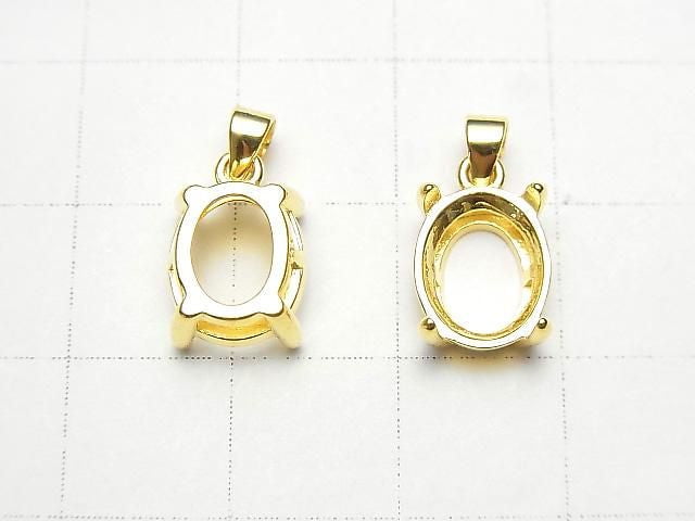 [Video] Silver925 Pendant Frame Oval Faceted 10x8mm 18KGP 1pc