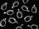 [Video]Silver925 Pendant Frame Oval Faceted 10x8mm Rhodium Plated 1pc