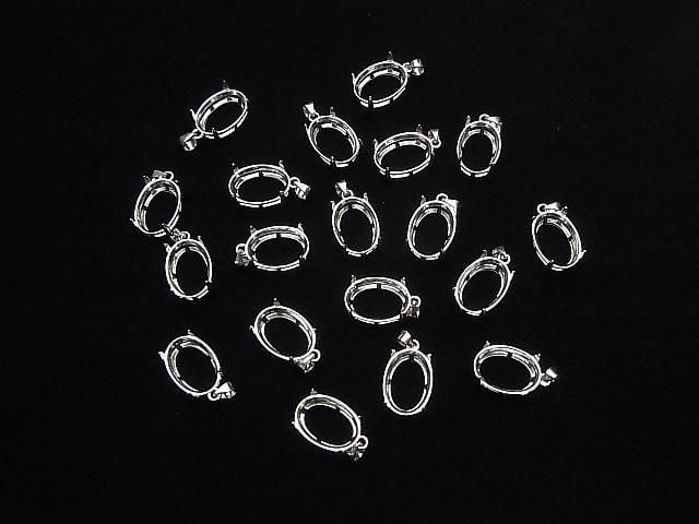 [Video] Silver925 Pendant Frame Oval Faceted 14x10mm Rhodium Plated 1pc