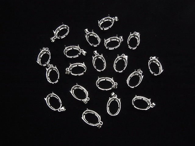 [Video]Silver925 Pendant Frame Oval Faceted 14x10mm Rhodium Plated 1pc