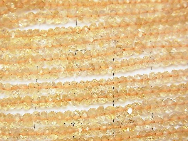 [Video] Light Color Citrine AA+ Faceted Button Roundel 1strand beads (aprx.13inch/31cm)