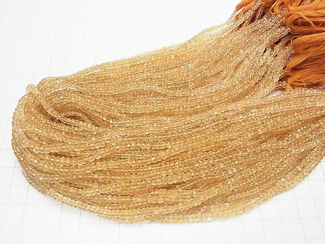 [Video] Light Color Citrine AA+ Faceted Button Roundel 1strand beads (aprx.13inch/31cm)