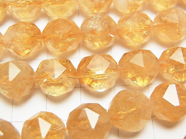 [Video] High Quality! Citrine AA++ Star Faceted Round 12mm 1/4 or 1strand beads (aprx.15inch / 37cm)