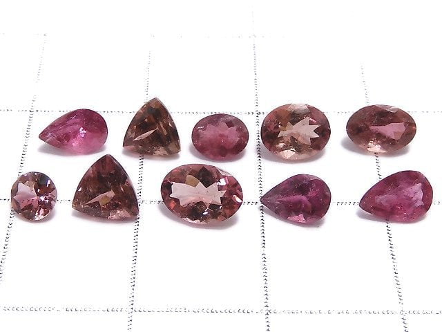 [Video] [One of a kind] High Quality Pink Tourmaline AAA Undrilled Faceted 10pcs Set NO.83