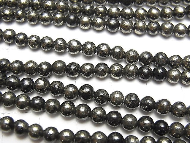 [Video] Matrix Pyrite Round 4mm 1strand beads (aprx.15inch/36cm)