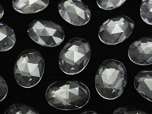 Crystal Quartz, Oval, Rose Gemstone Beads