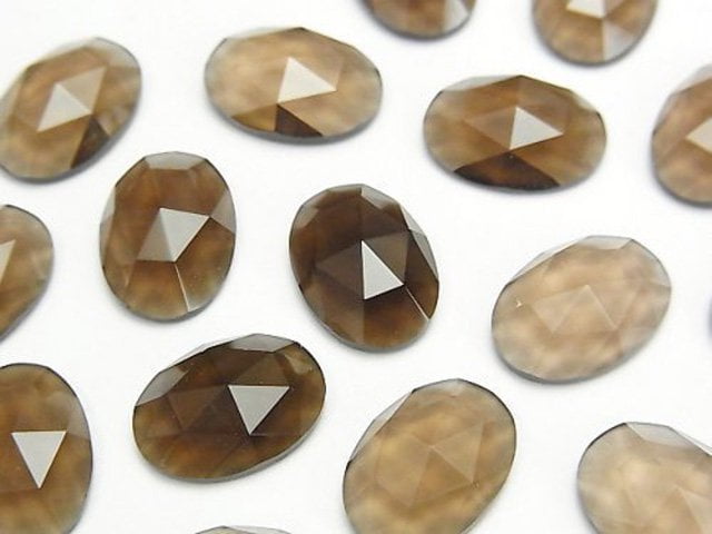 Oval, Rose, Smoky Quartz Gemstone Beads