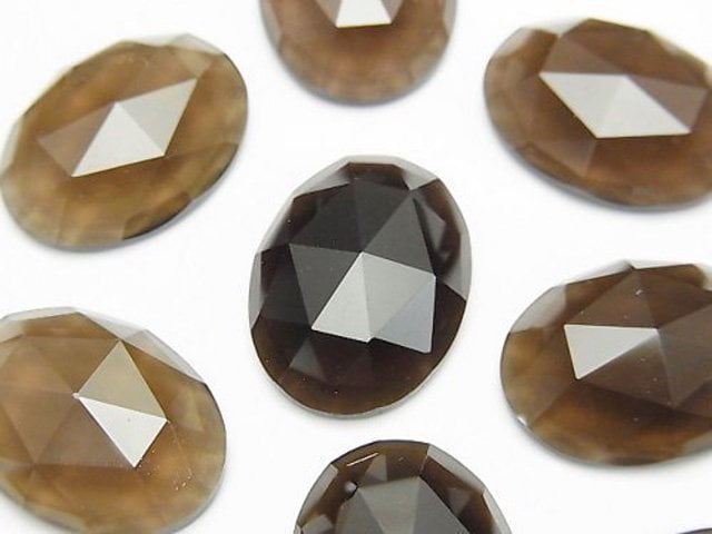 Oval, Rose, Smoky Quartz Gemstone Beads