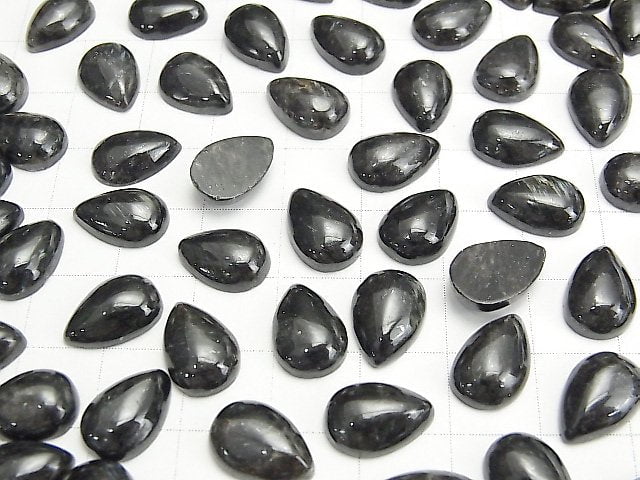 [Video] Nuummite Pear shape Cabochon 12x8mm 3pcs