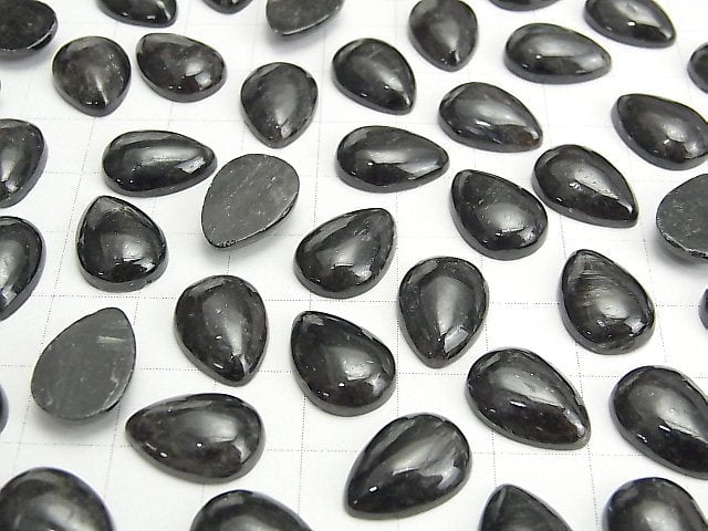 [Video] Nuummite Pear shape Cabochon 14x10mm 2pcs
