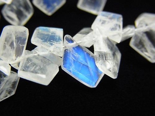 [Video] High Quality Rainbow Moonstone AAA - Rough Slice Faceted Half or 1-Strand Beads (approx. 7 inches/18 cm)