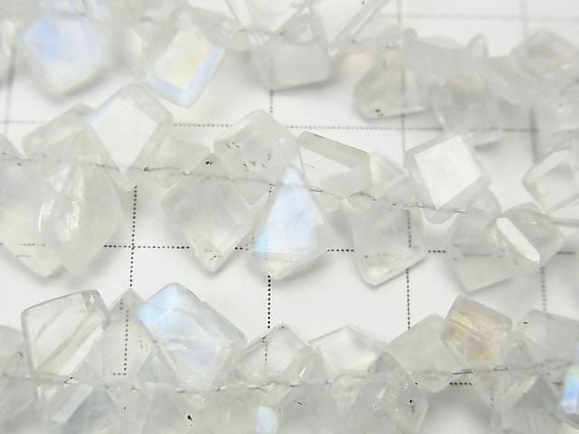 [Video] High Quality Rainbow Moonstone AAA - Rough Slice Faceted Half or 1-Strand Beads (approx. 7 inches/18 cm)