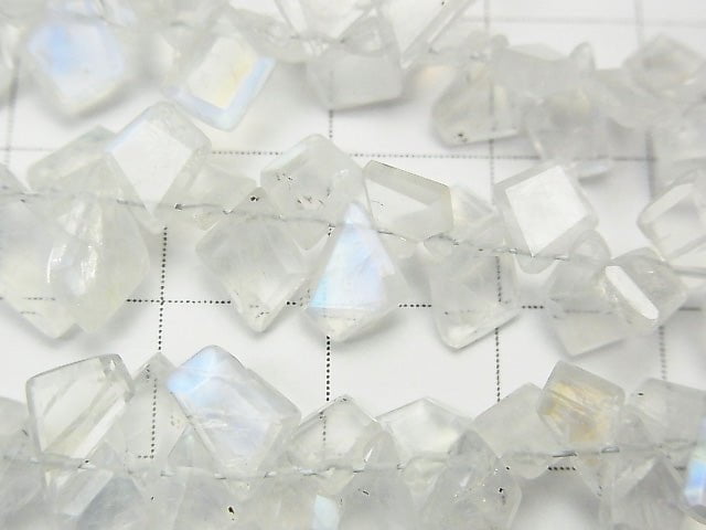 [Video] High Quality Rainbow Moonstone AAA- Rough Slice Faceted half or 1strand beads (aprx.7inch / 18cm)