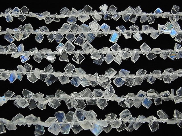 [Video] High Quality Rainbow Moonstone AAA- Rough Slice Faceted half or 1strand beads (aprx.7inch / 18cm)