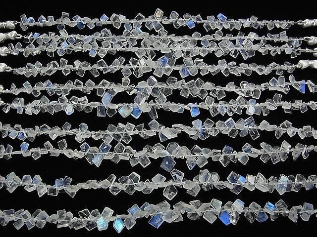 [Video] High Quality Rainbow Moonstone AAA - Rough Slice Faceted Half or 1-Strand Beads (approx. 7 inches/18 cm)