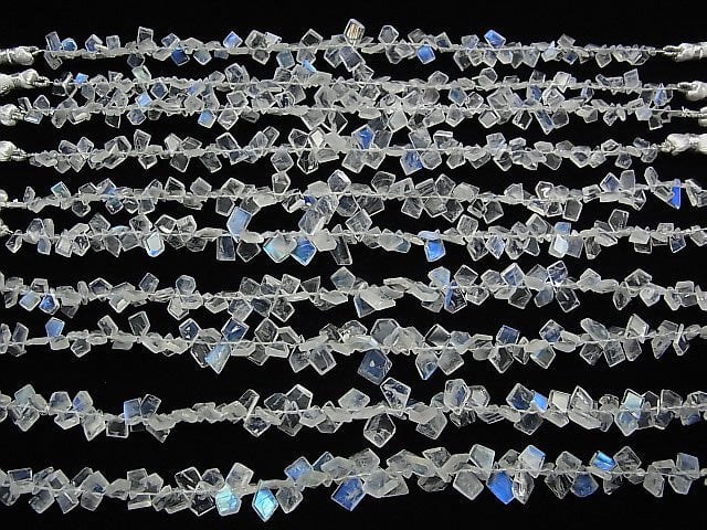 [Video] High Quality Rainbow Moonstone AAA- Rough Slice Faceted half or 1strand beads (aprx.7inch / 18cm)