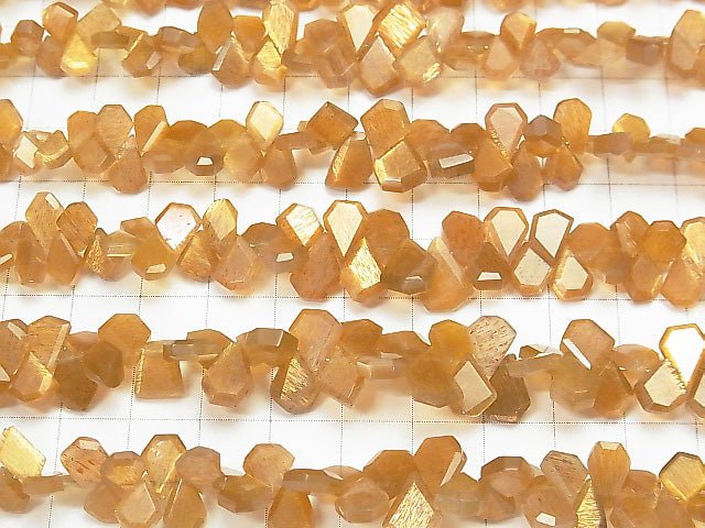 [Video] High Quality Golden Sheen Moonstone AAA Rough Slice Faceted half or 1strand beads (aprx.7inch / 18cm)