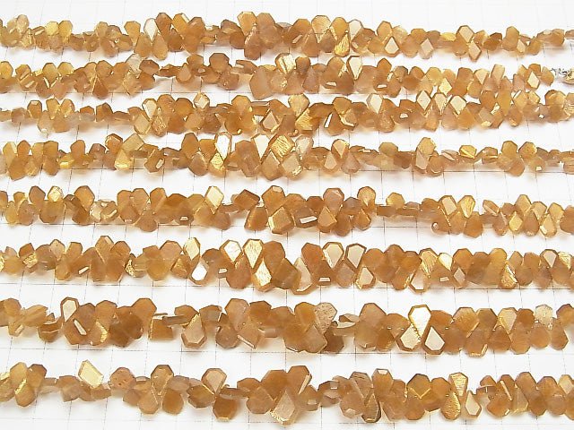 [Video] High Quality Golden Sheen Moonstone AAA Rough Slice Faceted half or 1strand beads (aprx.7inch / 18cm)