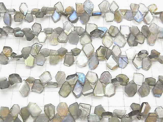 [Video] High Quality Labradorite AAA- Rough Slice Faceted half or 1strand beads (aprx.7inch / 18cm)