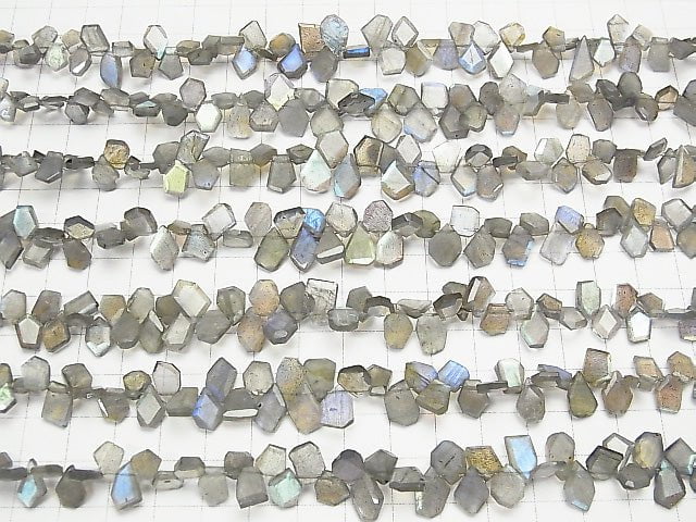 [Video] High Quality Labradorite AAA- Rough Slice Faceted half or 1strand beads (aprx.7inch / 18cm)