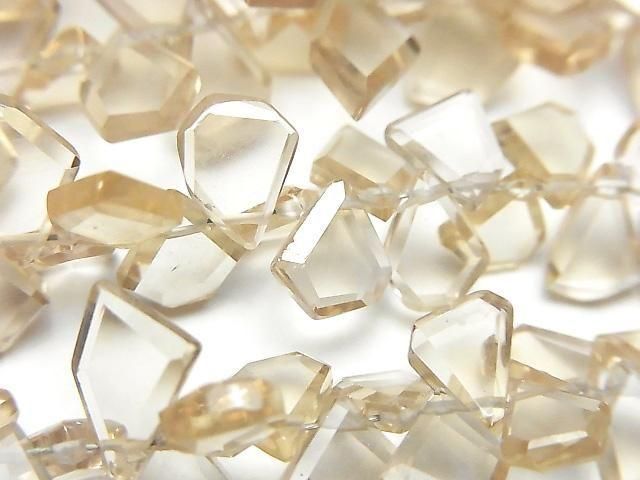 [Video]High Quality Natutal Champagne Color Quartz AAA Rough Slice Faceted half or 1strand beads (aprx.7inch/18cm)