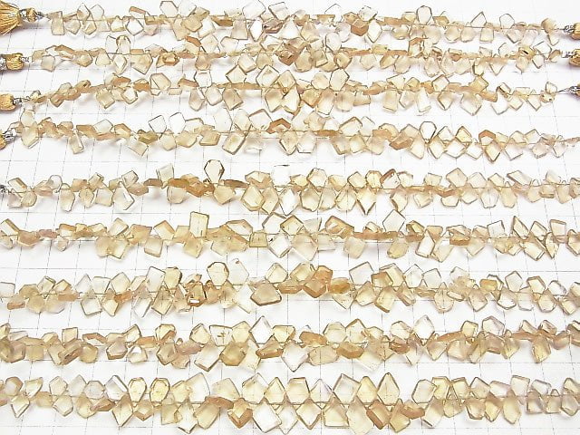 [Video] High Quality Natutal Champagne Color Quartz AAA Rough Slice Faceted half or 1strand beads (aprx.7inch / 18cm)