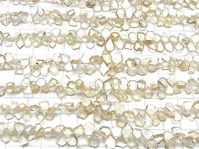 [Video]High Quality Natutal Champagne Color Quartz AAA Rough Slice Faceted half or 1strand beads (aprx.7inch/18cm)