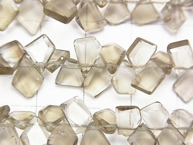 [Video] High Quality Light Color Smoky Quartz AAA- Rough Slice Faceted half or 1strand beads (aprx.7inch / 18cm)