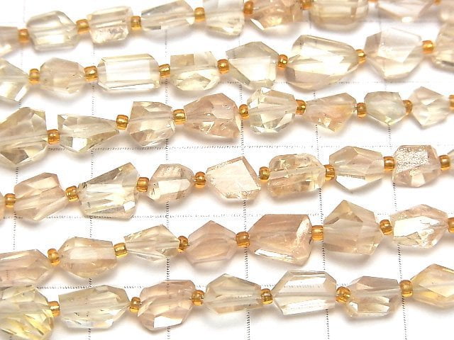 [Video]High Quality Oregon Sunstone AAA Faceted Nugget 1strand beads (aprx.8inch/20cm)